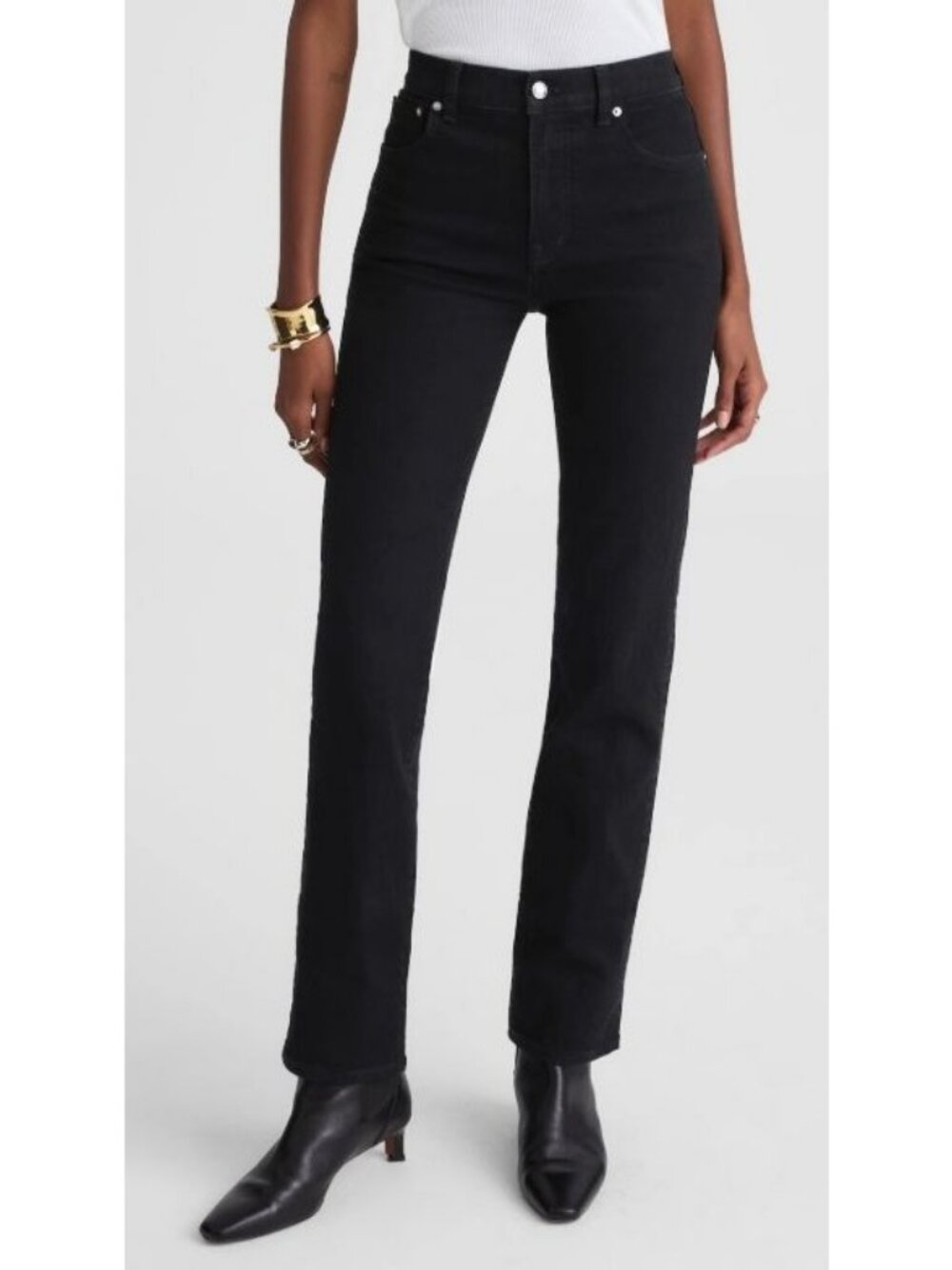 Madewell NW606 The Tall Longline Straight Jeans Size 27T Black Frost NWOT!